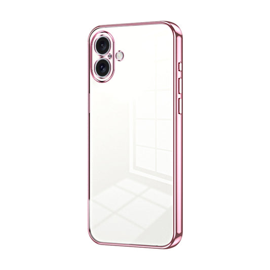 For iPhone 16 Plus Transparent Plating Fine Hole Phone Case(Pink) - iPhone 16 Plus Cases by buy2fix | Online Shopping UK | buy2fix