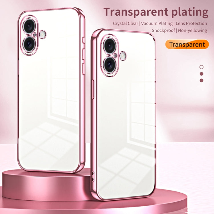 For iPhone 16 Transparent Plating Fine Hole Phone Case(Black) - iPhone 16 Cases by buy2fix | Online Shopping UK | buy2fix