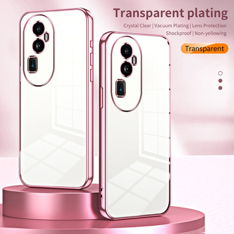 For OPPO Reno10 Pro+ Transparent Plating Fine Hole Phone Case(Pink) - OPPO Cases by buy2fix | Online Shopping UK | buy2fix