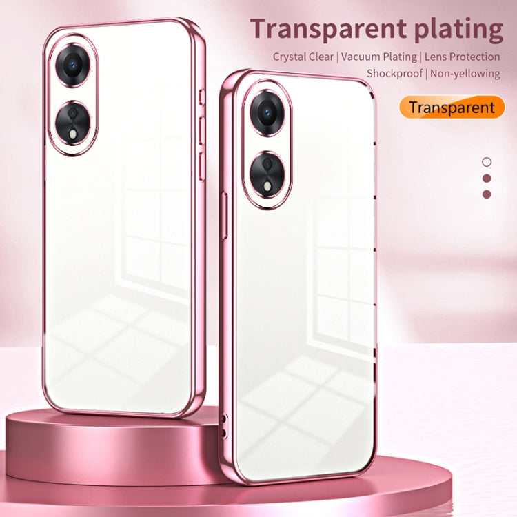 For OPPO A58 5G / A58x 5G Transparent Plating Fine Hole Phone Case(Silver) - OPPO Cases by buy2fix | Online Shopping UK | buy2fix