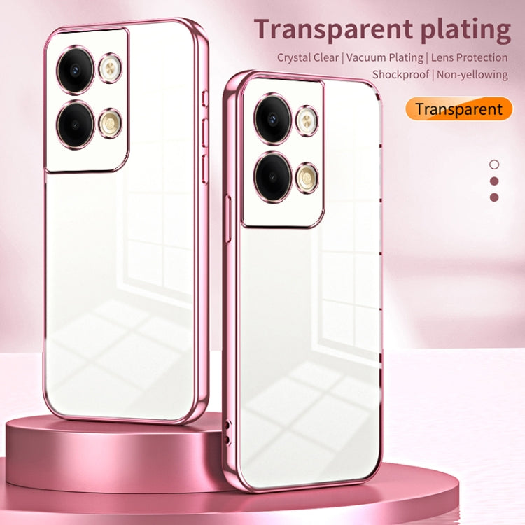 For OPPO Reno9 / Reno9 Pro Transparent Plating Fine Hole Phone Case(Silver) - OPPO Cases by buy2fix | Online Shopping UK | buy2fix