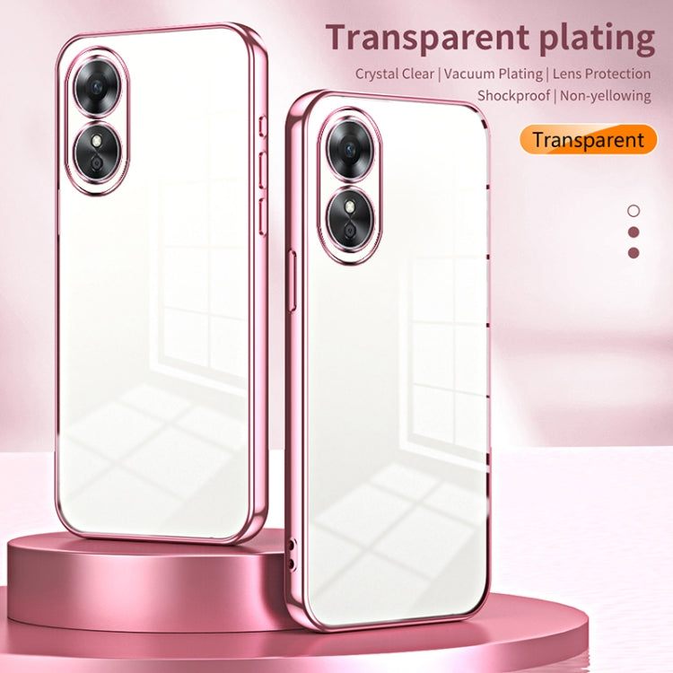 For OPPO A17 / A17K Transparent Plating Fine Hole Phone Case(Black) - OPPO Cases by buy2fix | Online Shopping UK | buy2fix