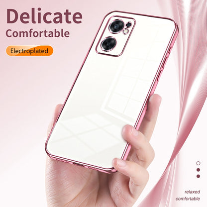 For OPPO Reno7 SE Transparent Plating Fine Hole Phone Case(Green) - OPPO Cases by buy2fix | Online Shopping UK | buy2fix