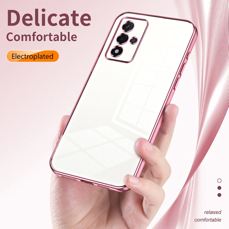 For OPPO A93s 5G Transparent Plating Fine Hole Phone Case(Purple) - OPPO Cases by buy2fix | Online Shopping UK | buy2fix