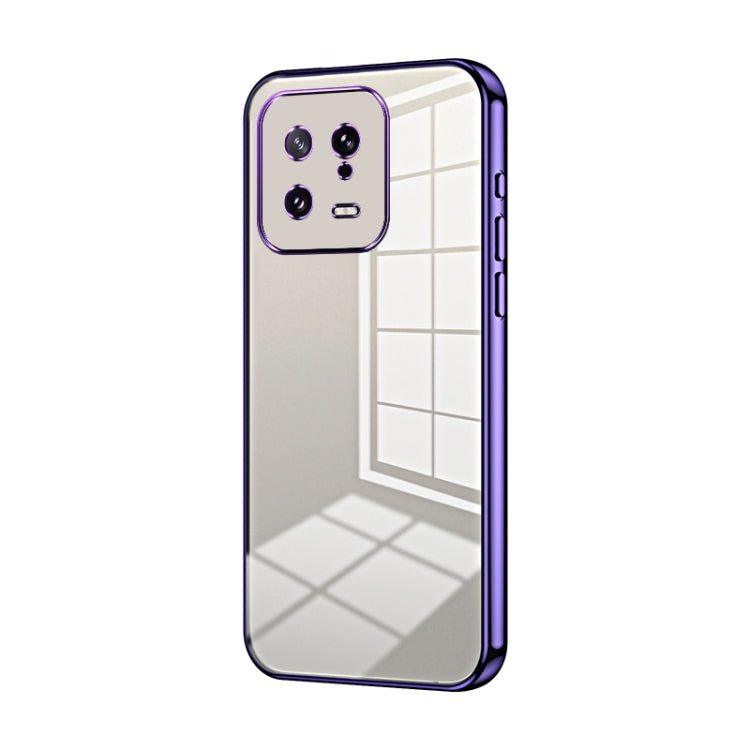 For Xiaomi 13 Transparent Plating Fine Hole Phone Case(Purple) - 13 Cases by buy2fix | Online Shopping UK | buy2fix