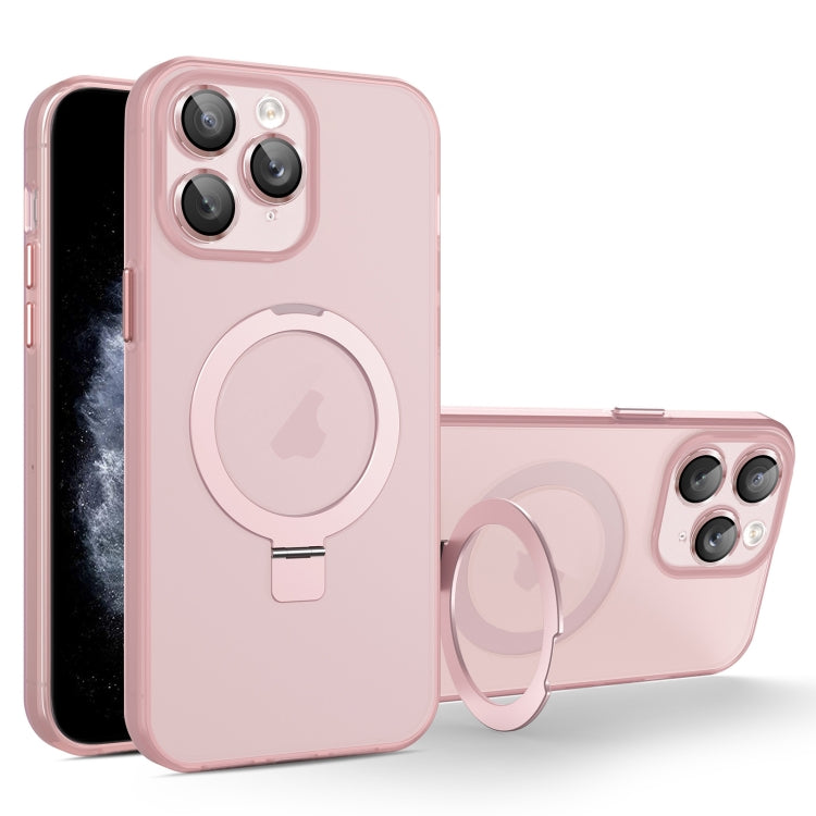 For iPhone 11 Pro MagSafe Holder PC Hybrid TPU Phone Case(Pink) - iPhone 11 Pro Cases by buy2fix | Online Shopping UK | buy2fix