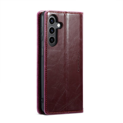 For Samsung Galaxy S24+ 5G CaseMe 003 Crazy Horse Texture Flip Leather Phone Case(Mulberry Red) - Galaxy S24+ 5G Cases by CaseMe | Online Shopping UK | buy2fix