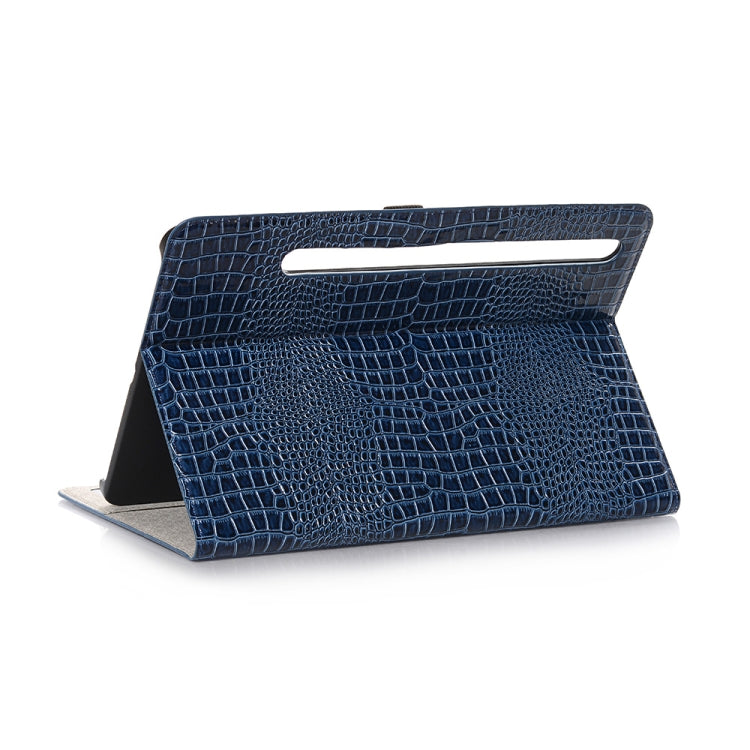 For Samsung Galaxy Tab S9 Crocodile Texture Leather Tablet Case(Blue) - Galaxy Tab S9 Cases by buy2fix | Online Shopping UK | buy2fix