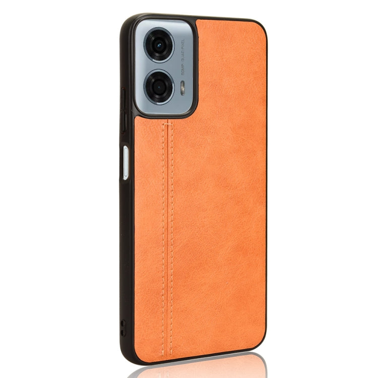 For Motorola Moto G 5G 2024 / G Play 5G 2024 Cow Pattern Sewing Back Cover Phone Case(Orange) - Motorola Cases by buy2fix | Online Shopping UK | buy2fix