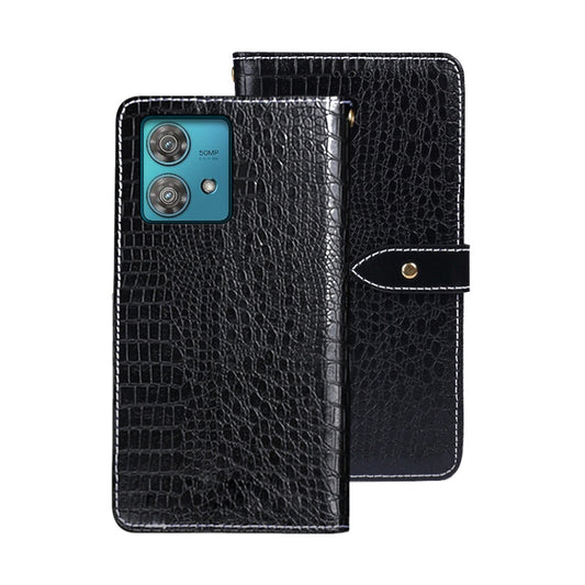 For Motorola Edge 40 Neo idewei Crocodile Texture Leather Phone Case(Black) - Motorola Cases by idewei | Online Shopping UK | buy2fix