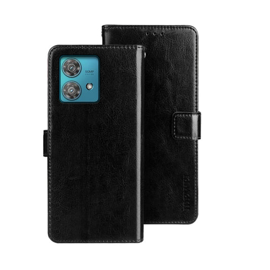 For Motorola Edge 40 Neo idewei Crazy Horse Texture Leather Phone Case(Black) - Motorola Cases by idewei | Online Shopping UK | buy2fix