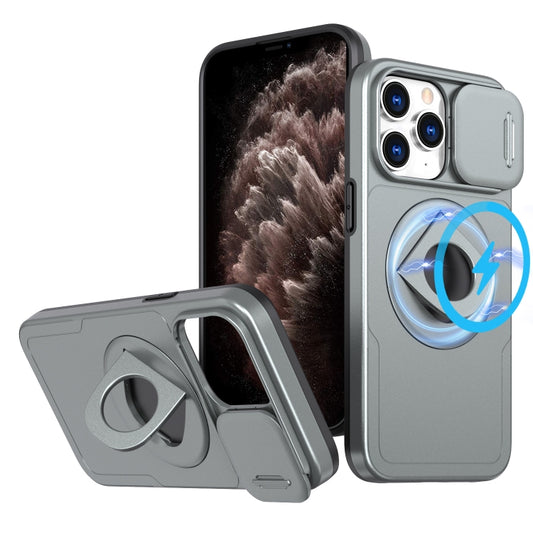 For iPhone 11 Pro Camshield MagSafe Ring Holder Armor Phone Case(Titanium Grey) - iPhone 11 Pro Cases by buy2fix | Online Shopping UK | buy2fix