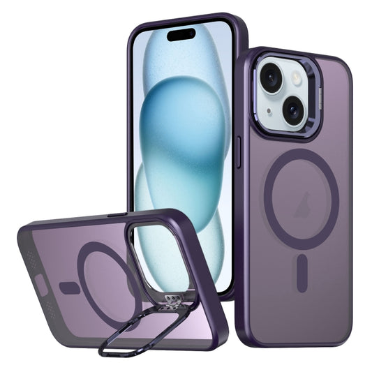 For iPhone 15 Plus Metal Invisible Camera Holder MagSafe Magnetic Phone Case(Purple) - iPhone 15 Plus Cases by buy2fix | Online Shopping UK | buy2fix