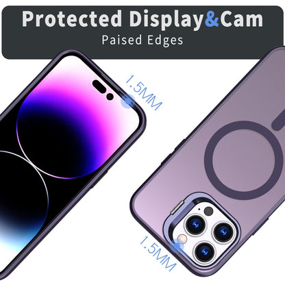 For iPhone 12 Pro Max Metal Invisible Camera Holder MagSafe Magnetic Phone Case(Purple) - iPhone 12 Pro Max Cases by buy2fix | Online Shopping UK | buy2fix