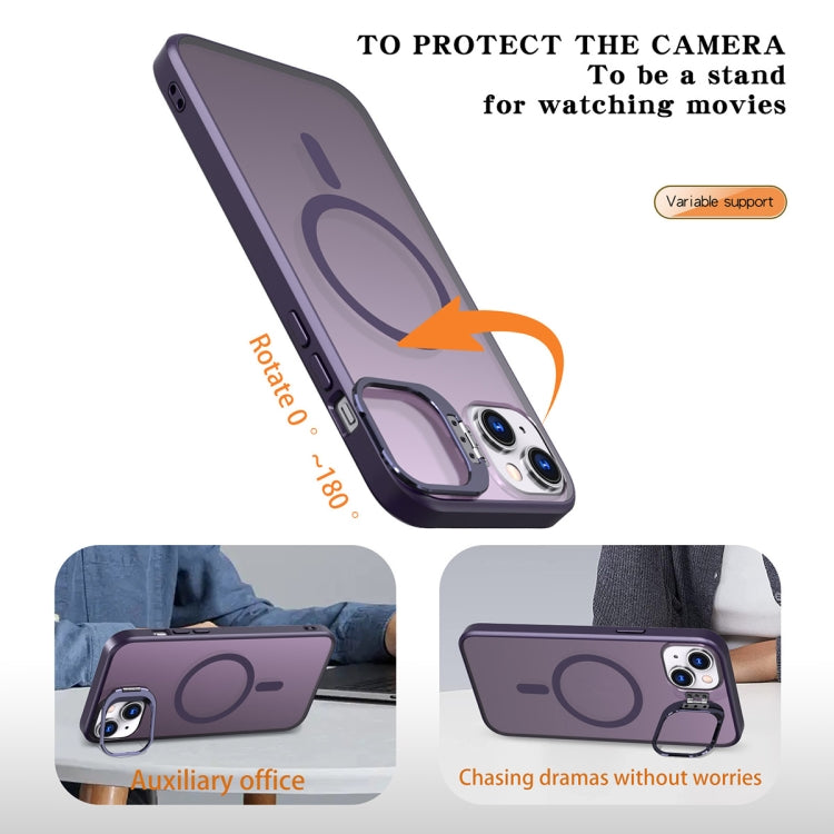 For iPhone 12 Metal Invisible Camera Holder MagSafe Magnetic Phone Case(Purple) - iPhone 12 / 12 Pro Cases by buy2fix | Online Shopping UK | buy2fix