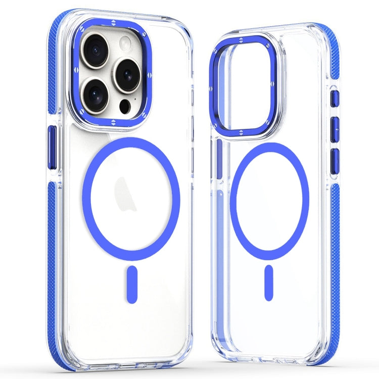 For iPhone 15 Pro Dual-Color Clear Acrylic Hybrid TPU MagSafe Phone Case(Blue) - iPhone 15 Pro Cases by buy2fix | Online Shopping UK | buy2fix