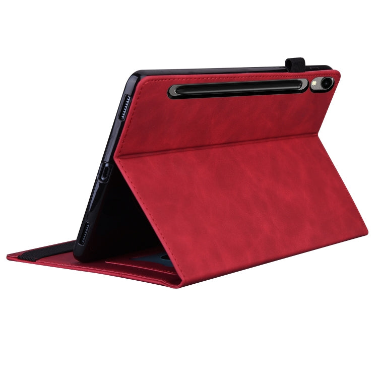 For Samsung Galaxy Tab S9 / S8 / S7 Splicing Shockproof Smart Leather Tablet Case(Red) - Galaxy Tab S9 Cases by buy2fix | Online Shopping UK | buy2fix