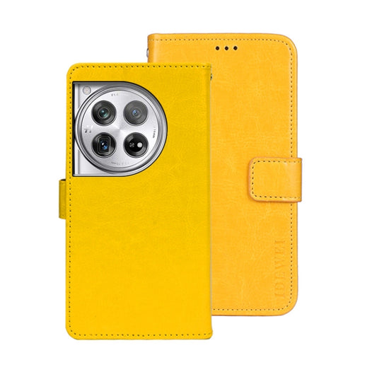 For OnePlus 12 idewei Crazy Horse Texture Leather Phone Case(Yellow) - OnePlus Cases by idewei | Online Shopping UK | buy2fix