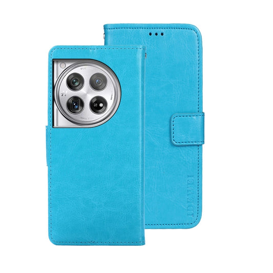 For OnePlus 12 idewei Crazy Horse Texture Leather Phone Case(Sky Blue) - OnePlus Cases by idewei | Online Shopping UK | buy2fix