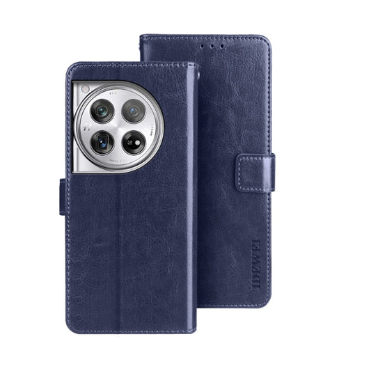 For OnePlus 12 idewei Crazy Horse Texture Leather Phone Case(Blue) - OnePlus Cases by idewei | Online Shopping UK | buy2fix