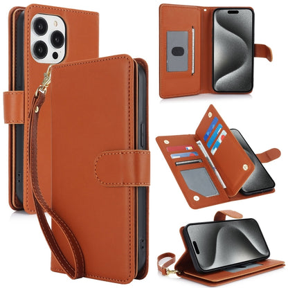 For iPhone 16 Pro Multi-Card Wallet RFID Leather Phone Case(Brown) - iPhone 16 Pro Cases by buy2fix | Online Shopping UK | buy2fix