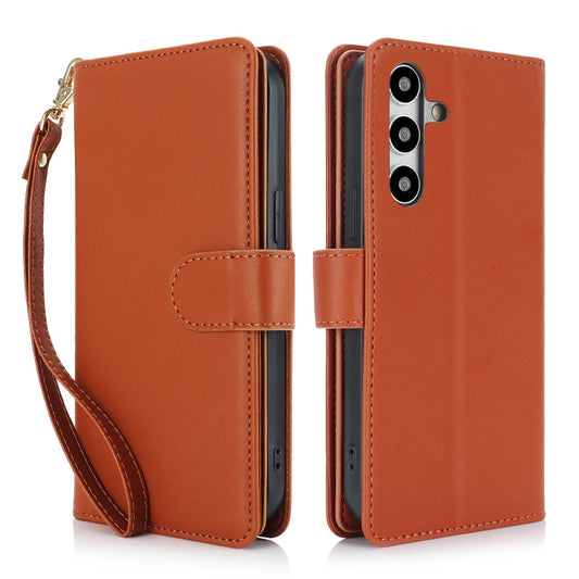 For Samsung Galaxy S24 / S25 5G Multi-Card Wallet RFID Leather Phone Case(Brown) - Galaxy S24 5G Cases by buy2fix | Online Shopping UK | buy2fix