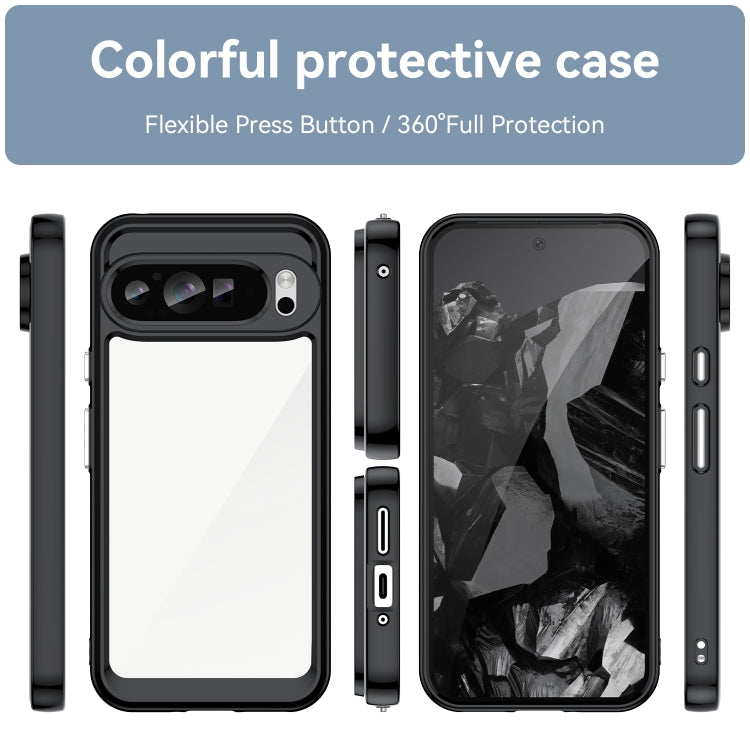 For Google Pixel 9 Pro Colorful Series Acrylic Hybrid TPU Phone Case(Black) - Google Cases by buy2fix | Online Shopping UK | buy2fix