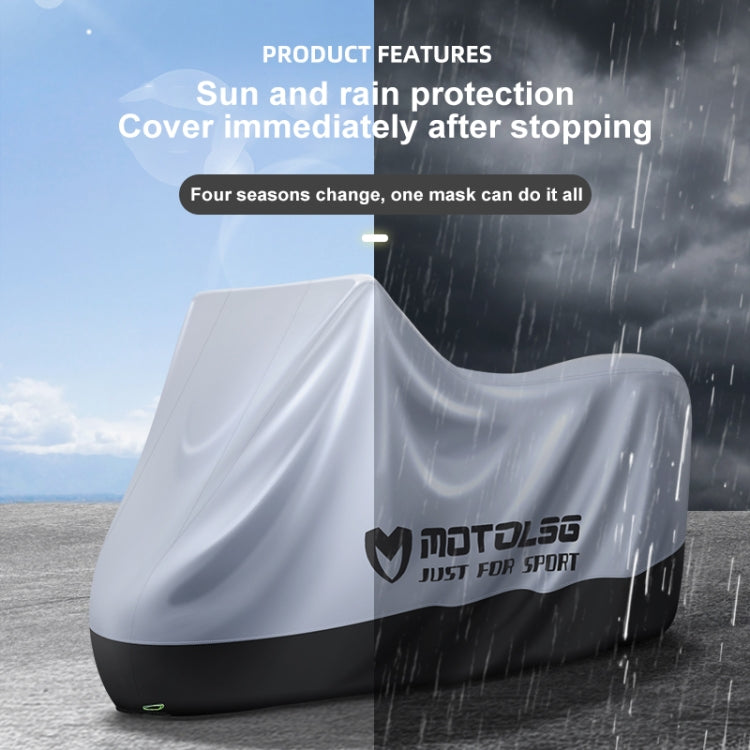 MOTOLSG Motorcycle Waterproof Sunproof Dustproof Thickening Cover, Size:XXL(Silver Black) - Raincoat by MOTOLSG | Online Shopping UK | buy2fix
