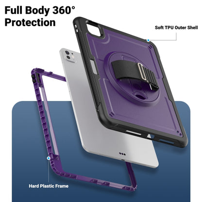 For iPad Pro 11 2024 Honeycomb Hand Grip Turntable Stand Tablet Case(Purple) - iPad Pro 11 2024 Cases by buy2fix | Online Shopping UK | buy2fix