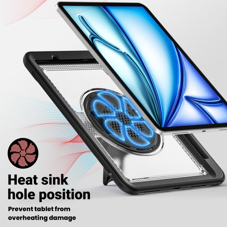 For iPad Air 11 2024 Honeycomb Hand Grip Turntable Stand Tablet Case(Transparent) - iPad Air 11 2024 Cases by buy2fix | Online Shopping UK | buy2fix