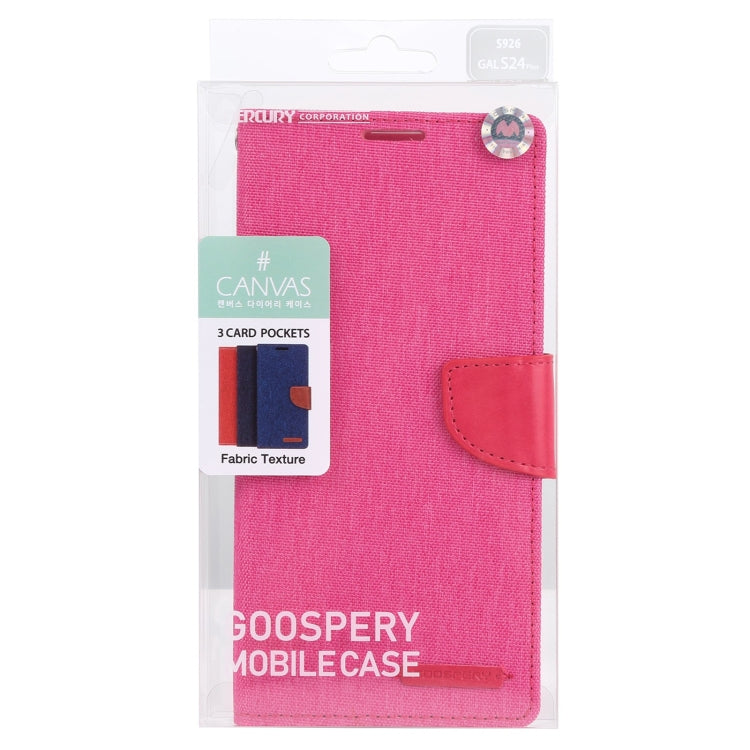 For Samsung Galaxy S24+ 5G GOOSPERY CANVAS DIARY Fabric Texture Flip Leather Phone Case(Rose Red) - Galaxy S24+ 5G Cases by GOOSPERY | Online Shopping UK | buy2fix