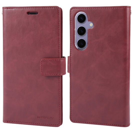 For Samsung Galaxy S24 5G GOOSPERY MANSOOR DIARY 9 Card Slots Leather Phone Case(Wine Red) - Galaxy S24 5G Cases by GOOSPERY | Online Shopping UK | buy2fix