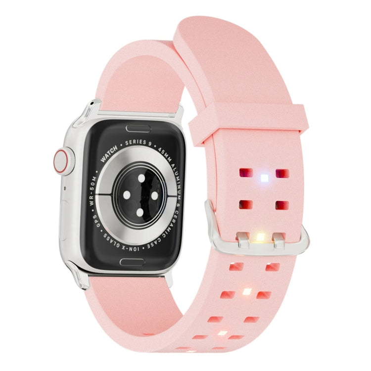 For Apple Watch Series 2 42mm Luminous Colorful Light Silicone Watch Band(Pink) - Watch Bands by buy2fix | Online Shopping UK | buy2fix