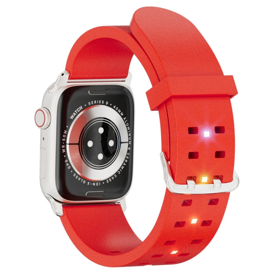 For Apple Watch Series 2 38mm Luminous Colorful Light Silicone Watch Band(Red) - Watch Bands by buy2fix | Online Shopping UK | buy2fix