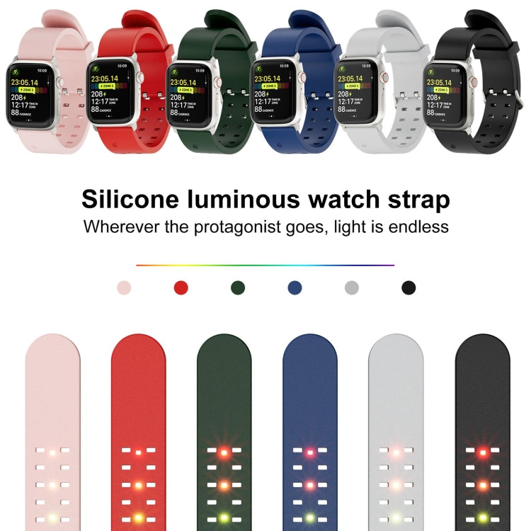 For Apple Watch Series 8 41mm Luminous Colorful Light Silicone Watch Band(Blue) - Watch Bands by buy2fix | Online Shopping UK | buy2fix