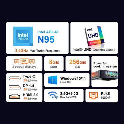 Ninkear N9 Windows 11 Mini PC, 8GB+256GB, Intel Alder Lake N95, Support 3 Screen Display(US Plug) - Windows Mini PCs by Ninkear | Online Shopping UK | buy2fix