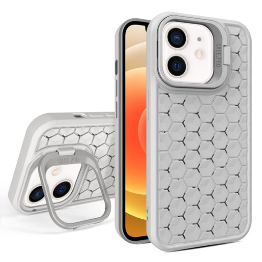 For iPhone 12 Honeycomb Radiating Lens Holder Magsafe Phone Case(Grey) - iPhone 12 / 12 Pro Cases by buy2fix | Online Shopping UK | buy2fix