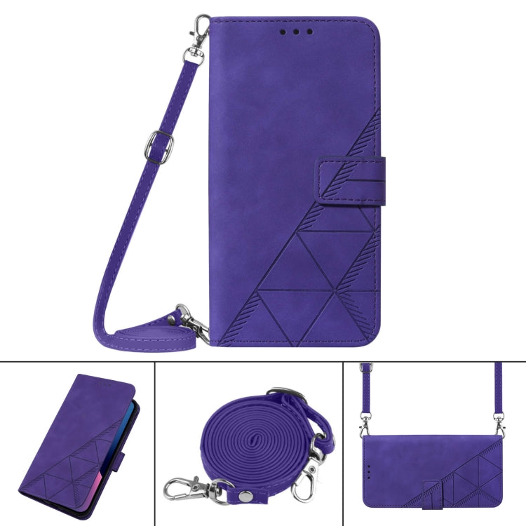 For Google Pixel 9 Crossbody 3D Embossed Flip Leather Phone Case(Purple) - Google Cases by buy2fix | Online Shopping UK | buy2fix