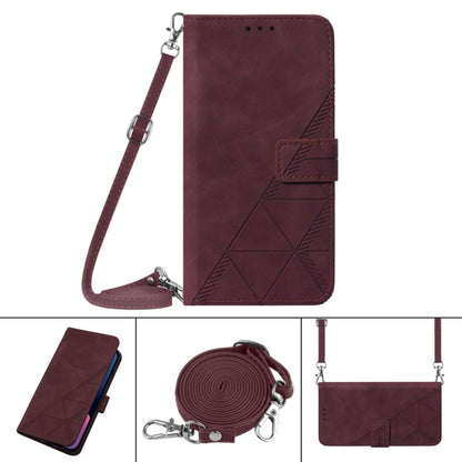 For Google Pixel 9 Crossbody 3D Embossed Flip Leather Phone Case(Wine Red) - Google Cases by buy2fix | Online Shopping UK | buy2fix