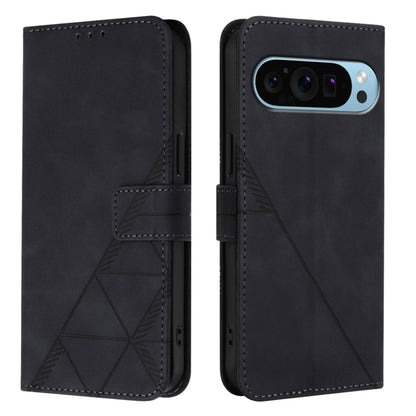 For Google Pixel 9 Pro XL Crossbody 3D Embossed Flip Leather Phone Case(Black) - Google Cases by buy2fix | Online Shopping UK | buy2fix