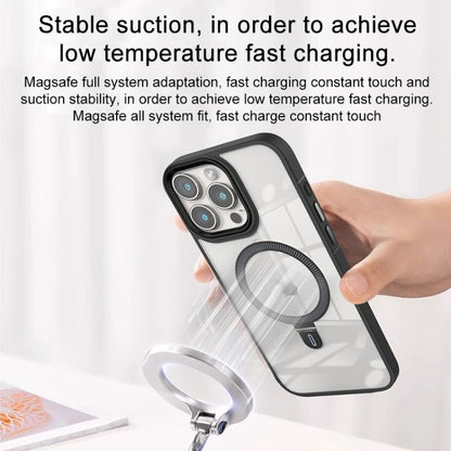 For iPhone 14 Shield Armor MagSafe Holder Phone Case(Black) - iPhone 14 Cases by buy2fix | Online Shopping UK | buy2fix