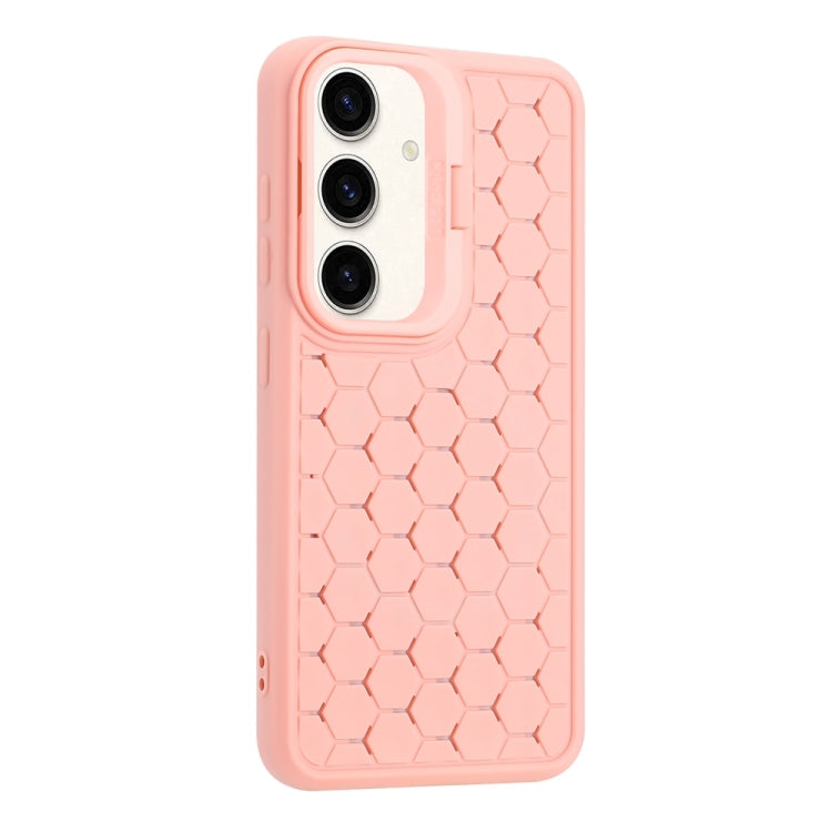 For Samsung Galaxy S24 5G Honeycomb Radiating Lens Holder Magsafe Phone Case(Pink) - Galaxy S24 5G Cases by buy2fix | Online Shopping UK | buy2fix