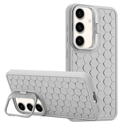 For Samsung Galaxy S24 5G Honeycomb Radiating Lens Holder Magsafe Phone Case(Grey) - Galaxy S24 5G Cases by buy2fix | Online Shopping UK | buy2fix