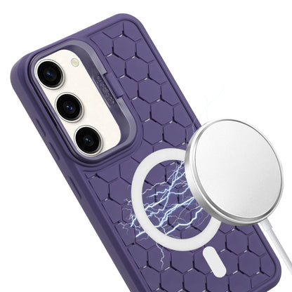 For Samsung Galaxy S23 5G Honeycomb Radiating Lens Holder Magsafe Phone Case(Purple) - Galaxy S23 5G Cases by buy2fix | Online Shopping UK | buy2fix