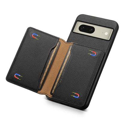 For Google Pixel 8 Calf Texture Card Bag Design Full Coverage Phone Case(Black) - Google Cases by buy2fix | Online Shopping UK | buy2fix