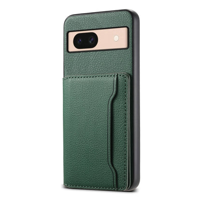 For Google Pixel 8a Calf Texture Card Bag Design Full Coverage Phone Case(Green) - Google Cases by buy2fix | Online Shopping UK | buy2fix