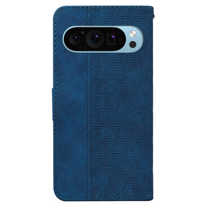 For Google Pixel 9 Pro 5G Geometric Embossed Leather Phone Case(Blue) - Google Cases by buy2fix | Online Shopping UK | buy2fix