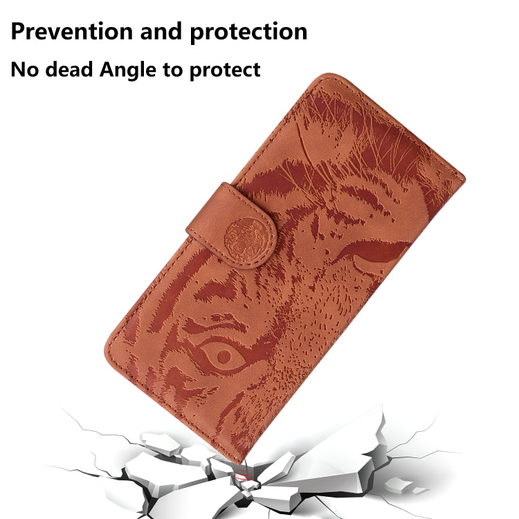 For Google Pixel 9 Tiger Embossing Pattern Flip Leather Phone Case(Brown) - Google Cases by buy2fix | Online Shopping UK | buy2fix