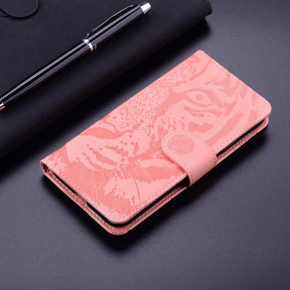 For Google Pixel 9 Tiger Embossing Pattern Flip Leather Phone Case(Pink) - Google Cases by buy2fix | Online Shopping UK | buy2fix