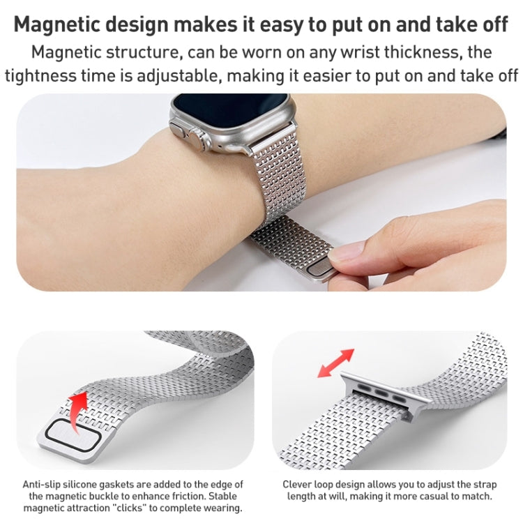 For Apple Watch Ultra 49mm Milanese Loop Magnetic Clasp Stainless Steel Watch Band(Silver) - Watch Bands by buy2fix | Online Shopping UK | buy2fix